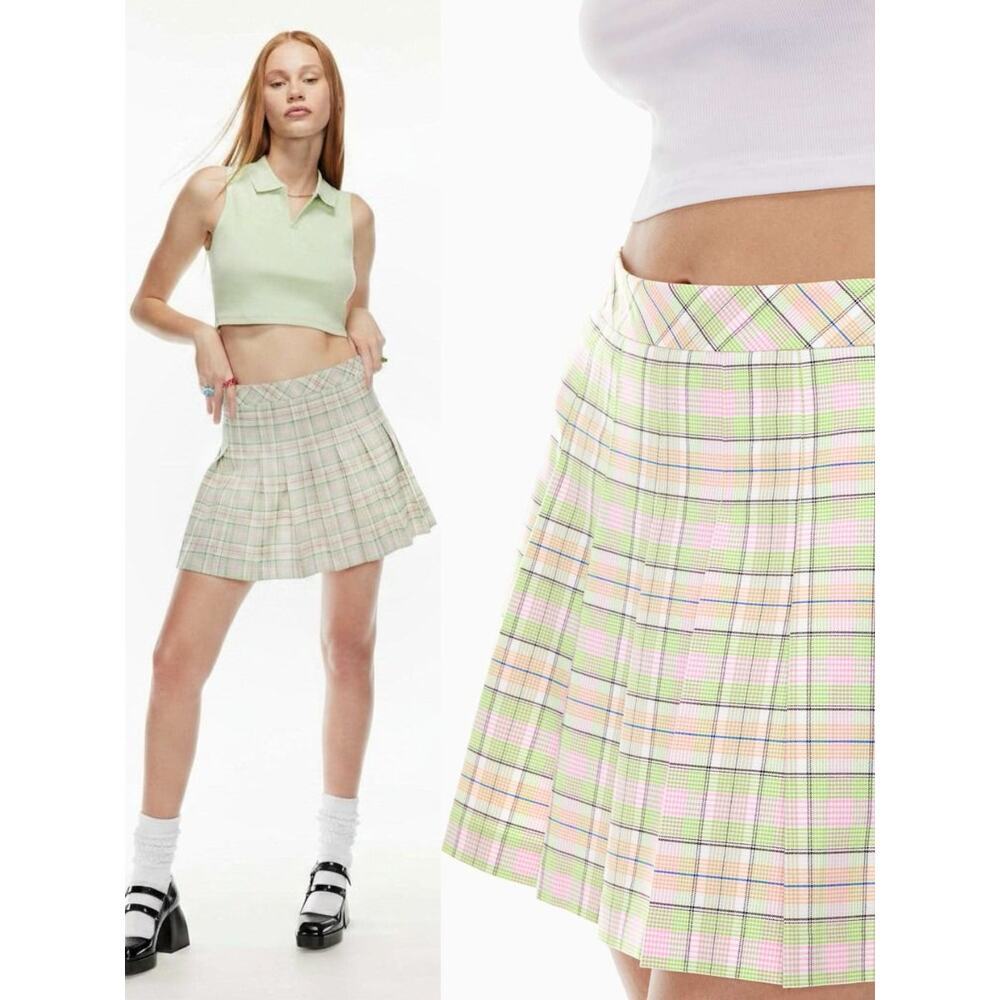 SUNDAY BEST Aritzia Olive Micro Pleated Skirt Sz 2 Lola Vnla Ygt/Sgbsh Green
